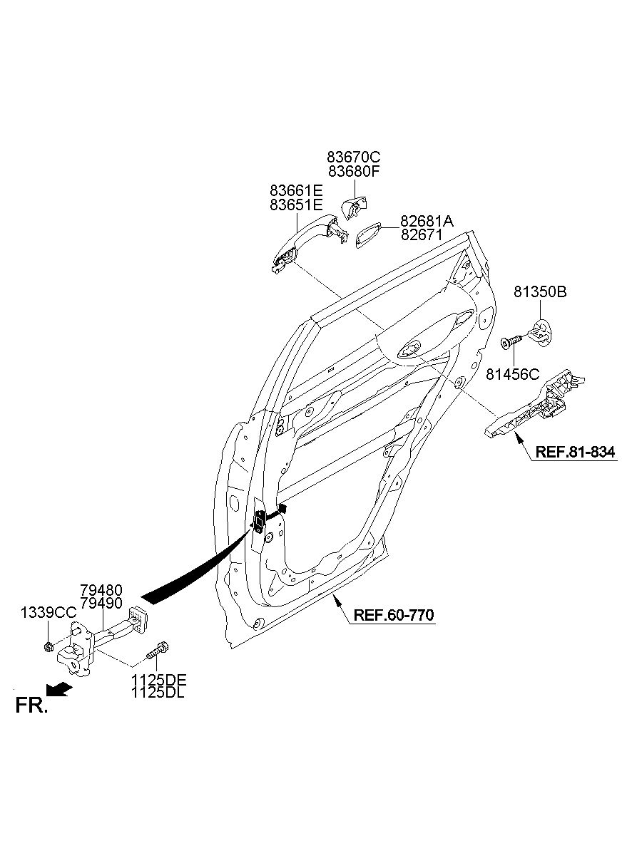 Ручка задней правой двери для Хендай Санта Фе 2012-2016