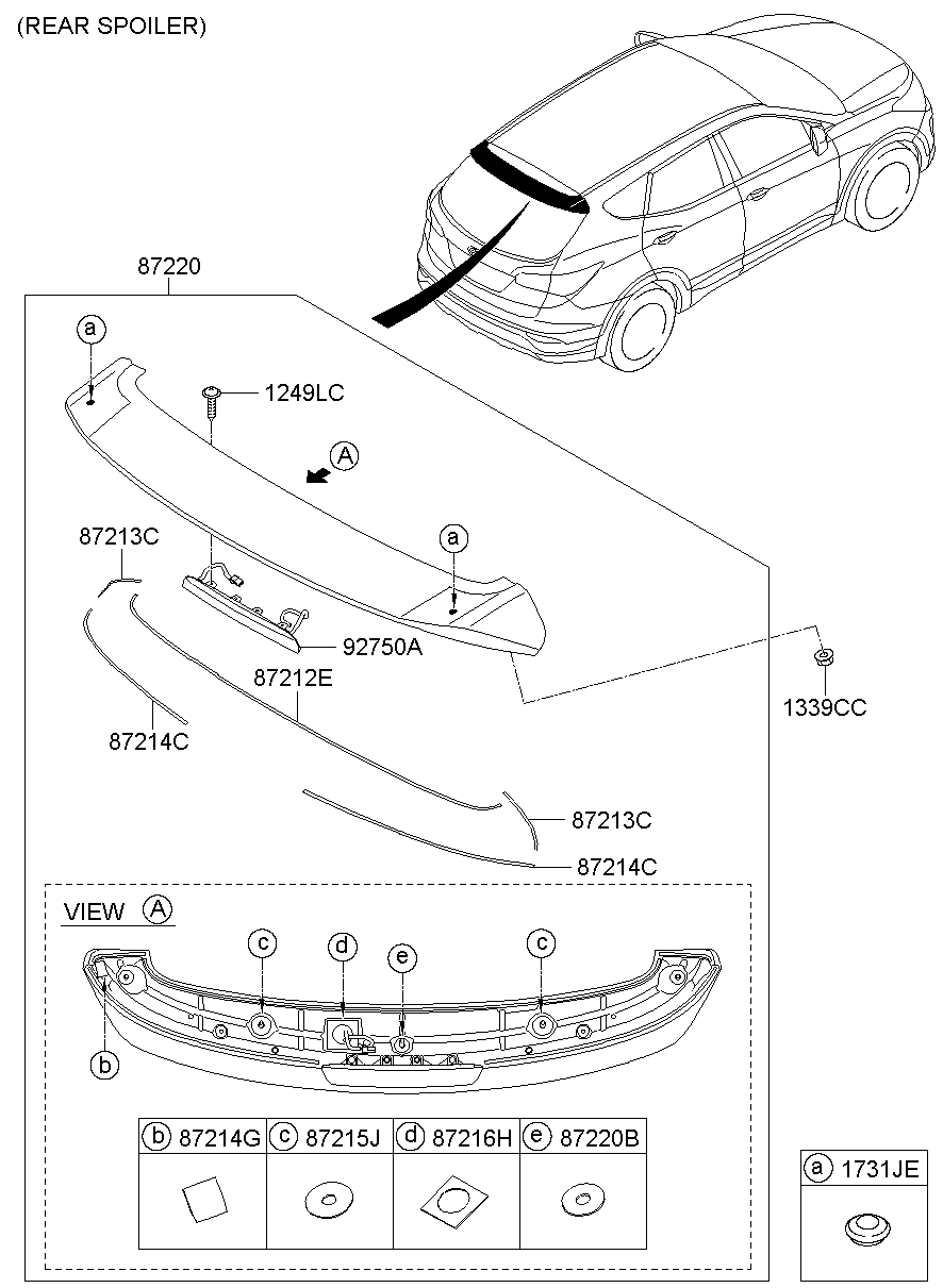 Спойлер задний для Хендай Санта Фе 2012-2016