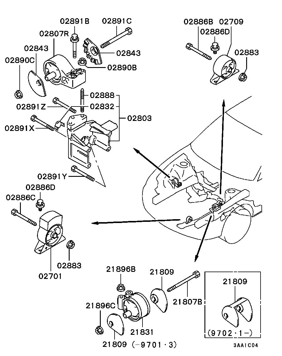Подушка двигателя задняя для Мицубиси Каризма 1999-2003