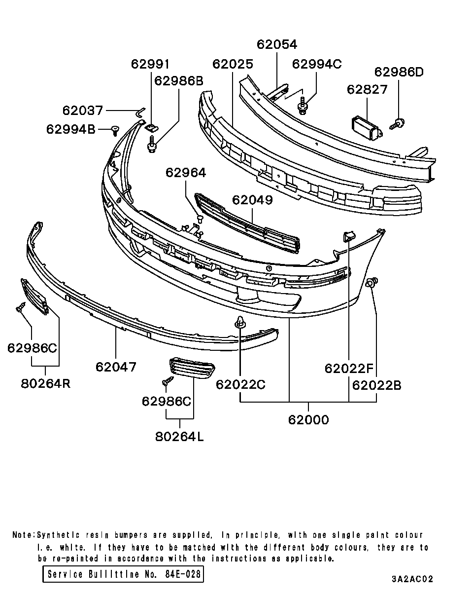 Бампер передний для Мицубиси Каризма 1999-2003