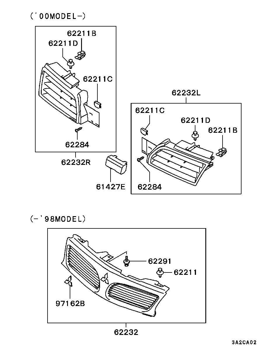 Решетка радиатора для Мицубиси Каризма 1999-2003