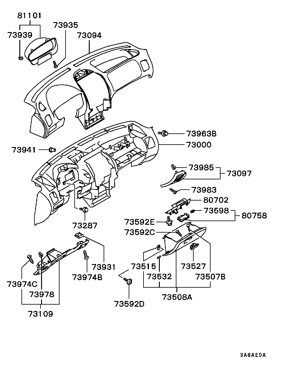 Перчаточный ящик, бардачок для Мицубиси Каризма 1999-2003