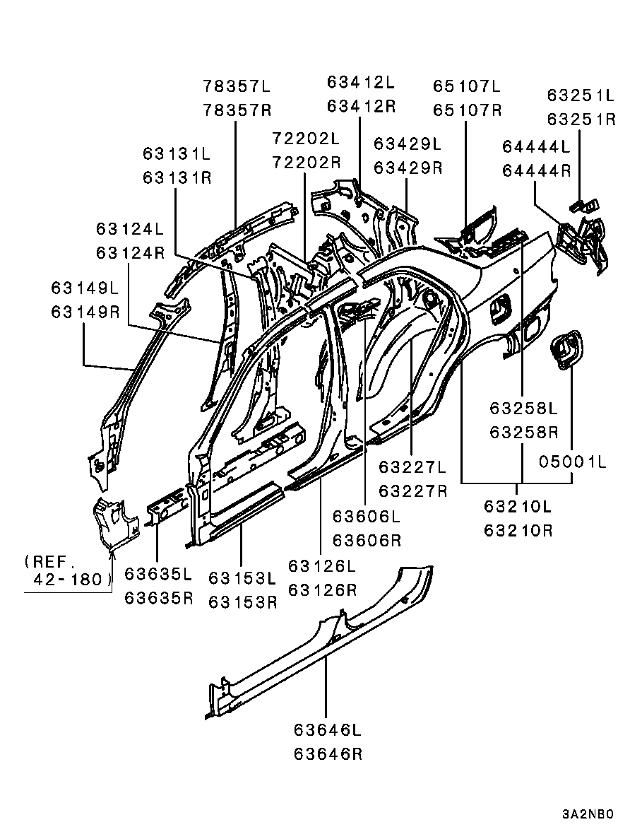 Порог левый для Мицубиси Каризма 1999-2003