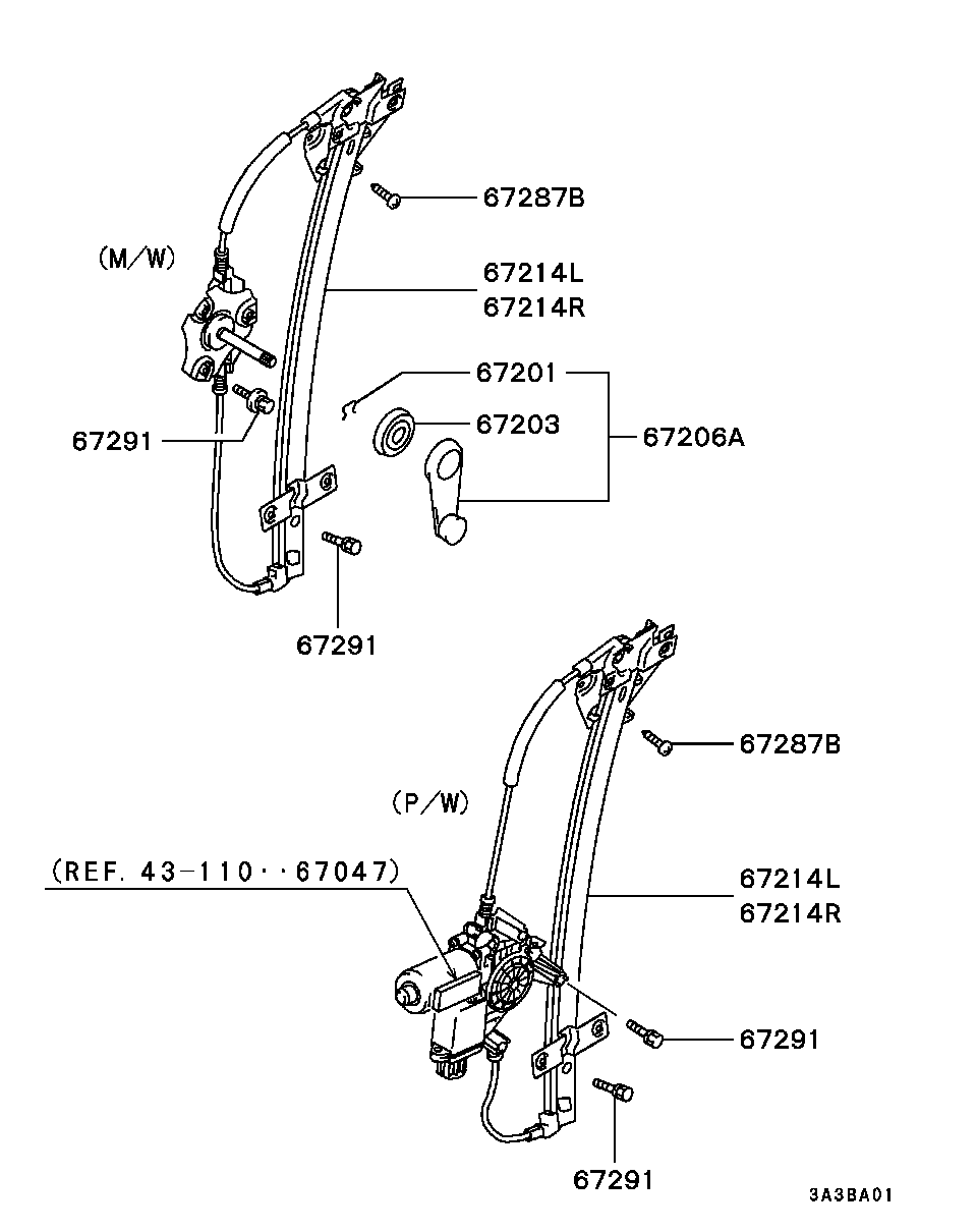 Стеклоподъемник переднего правого стекла для Мицубиси Каризма 1999-2003