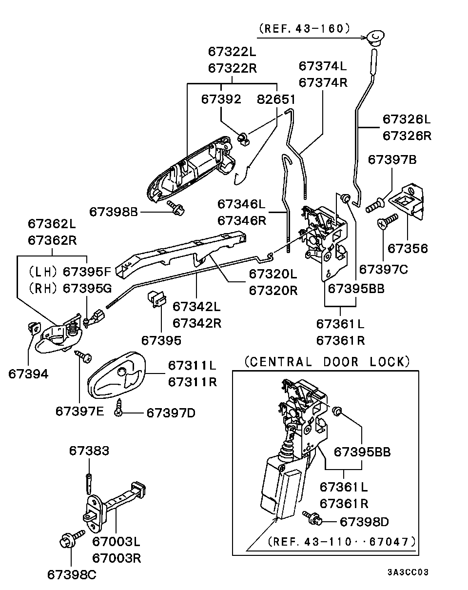 Ручка передней правой двери для Мицубиси Каризма 1999-2003