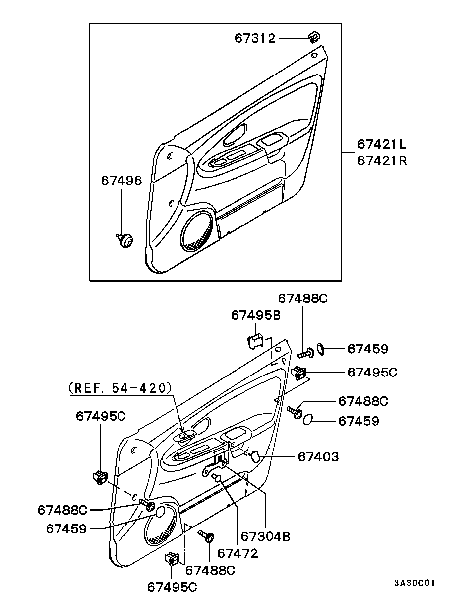 Панель отделки передней правой двери для Мицубиси Каризма 1999-2003