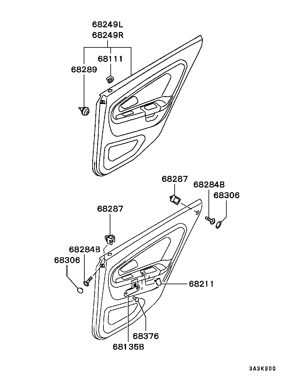 Панель отделки задней правой двери для Мицубиси Каризма 1999-2003