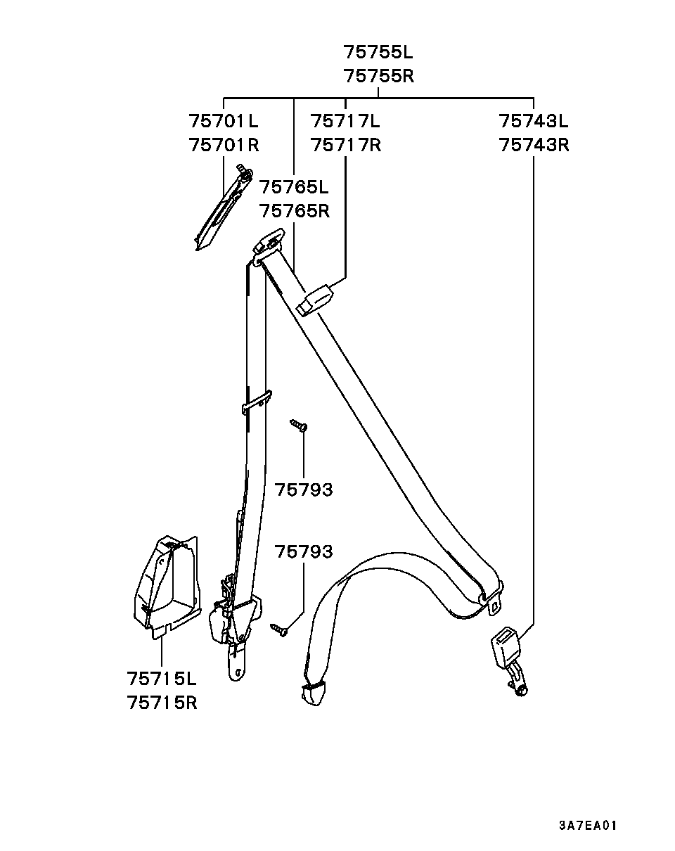 Ремень безопасности водителя для Мицубиси Каризма 1999-2003