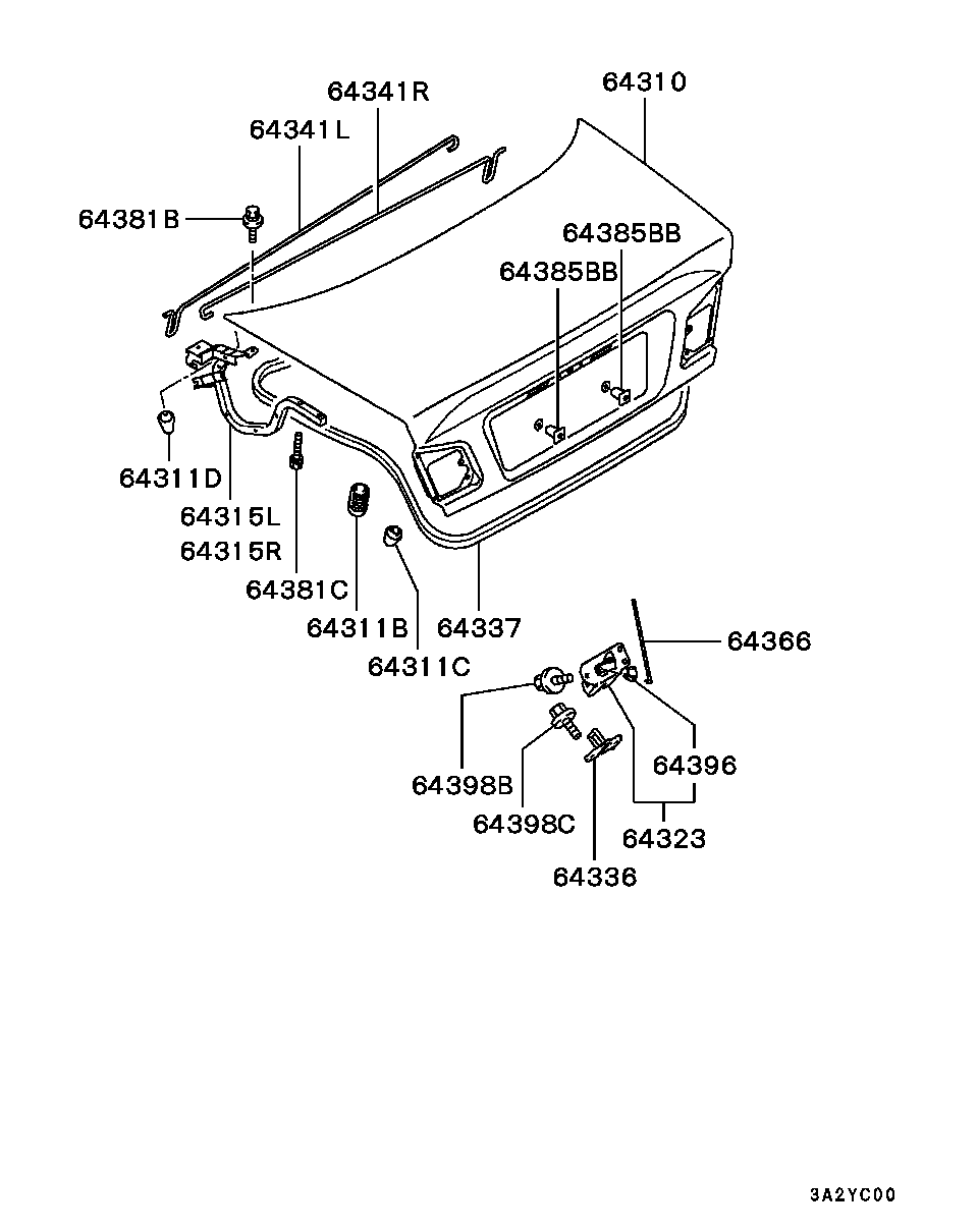 Крышка багажника для Мицубиси Каризма 1999-2003