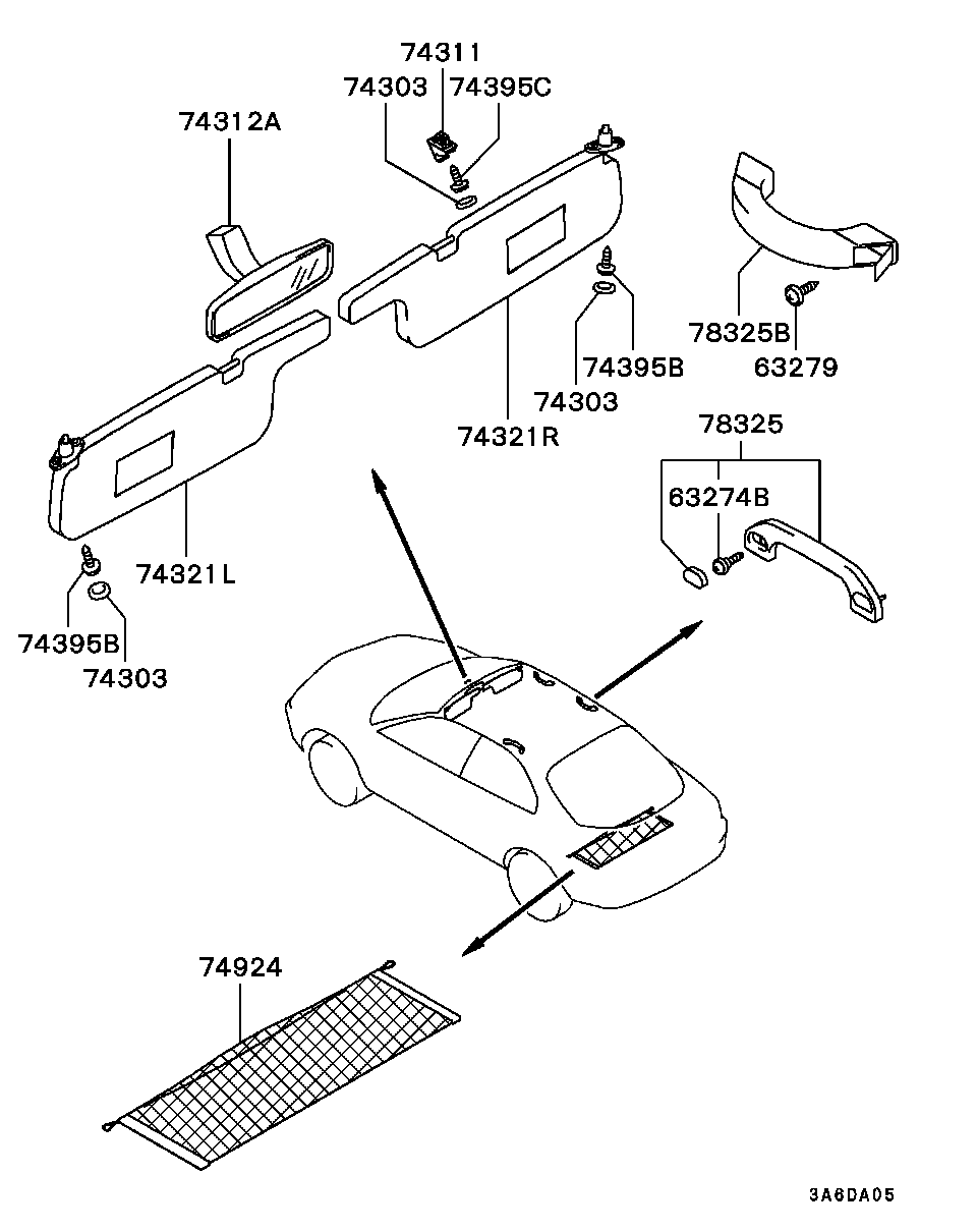 Зеркало внутрисалонное для Мицубиси Каризма 1999-2003
