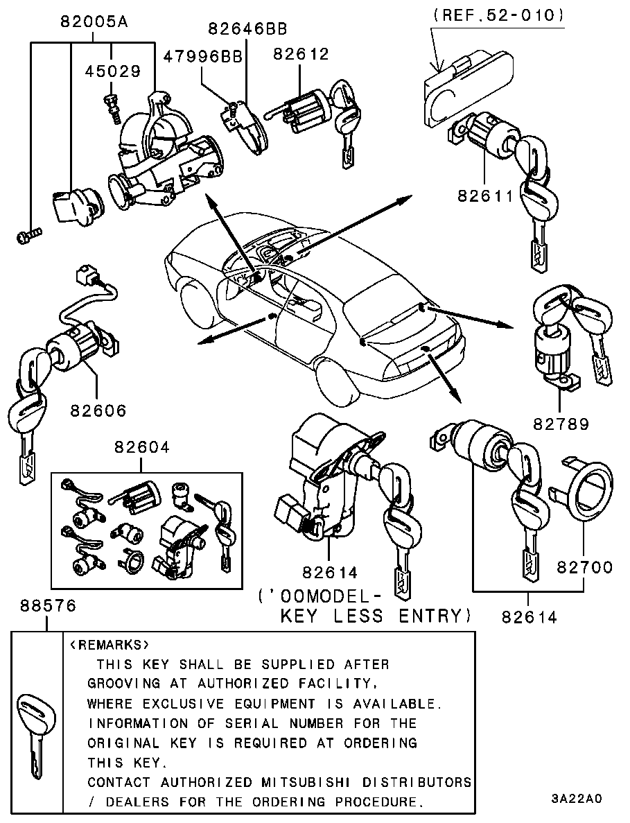 Комплект ключей для Мицубиси Каризма 1999-2003
