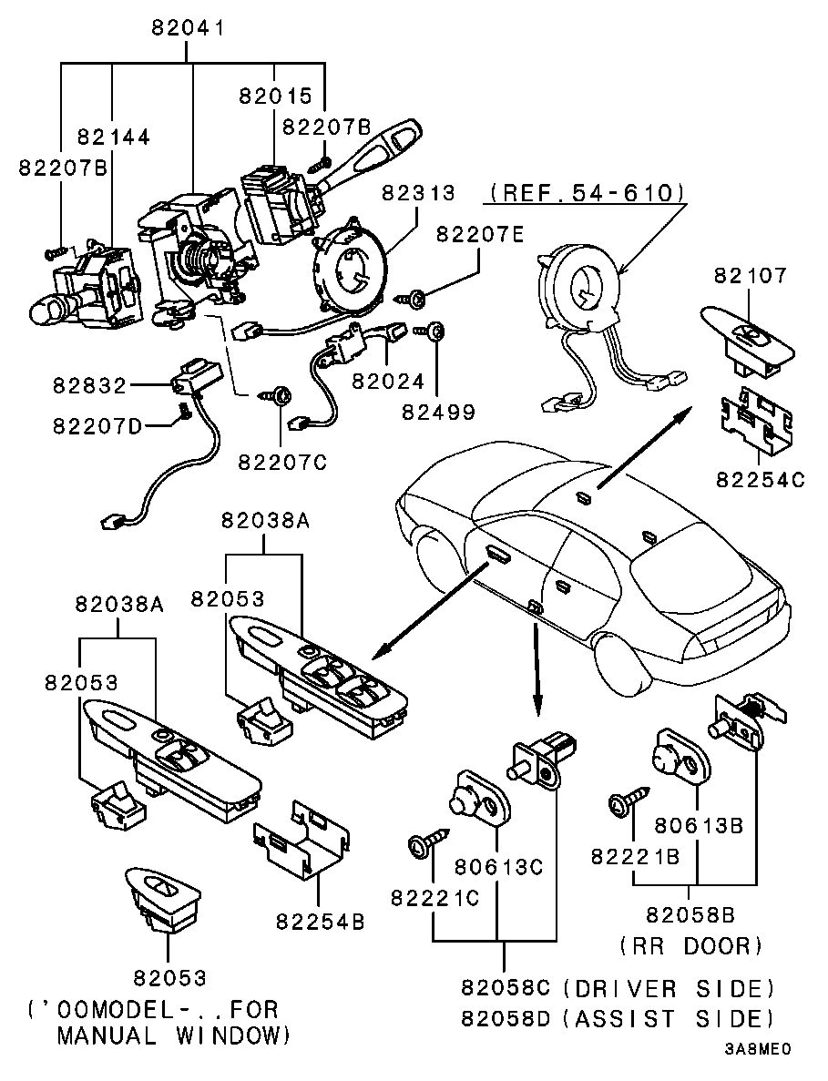 Подрулевой переключатель внешнего света для Мицубиси Каризма 1999-2003