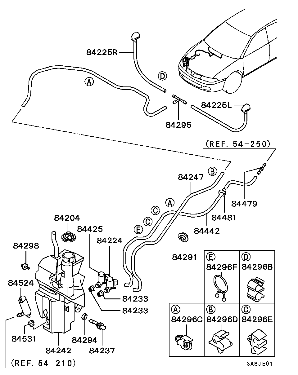 Бачок стеклоочистителей для Мицубиси Каризма 1999-2003