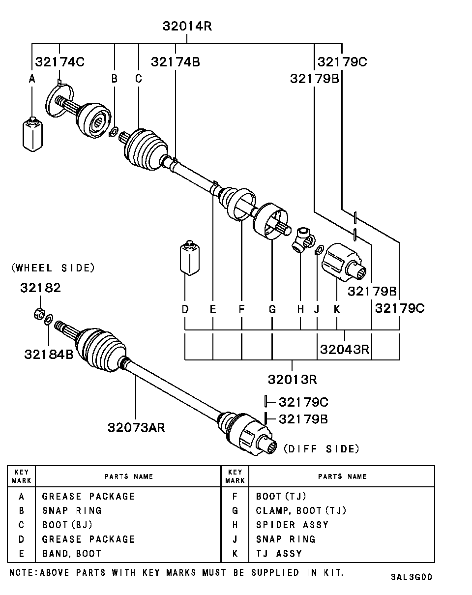 Шрус внутренний передний правый для Мицубиси Каризма 1999-2003