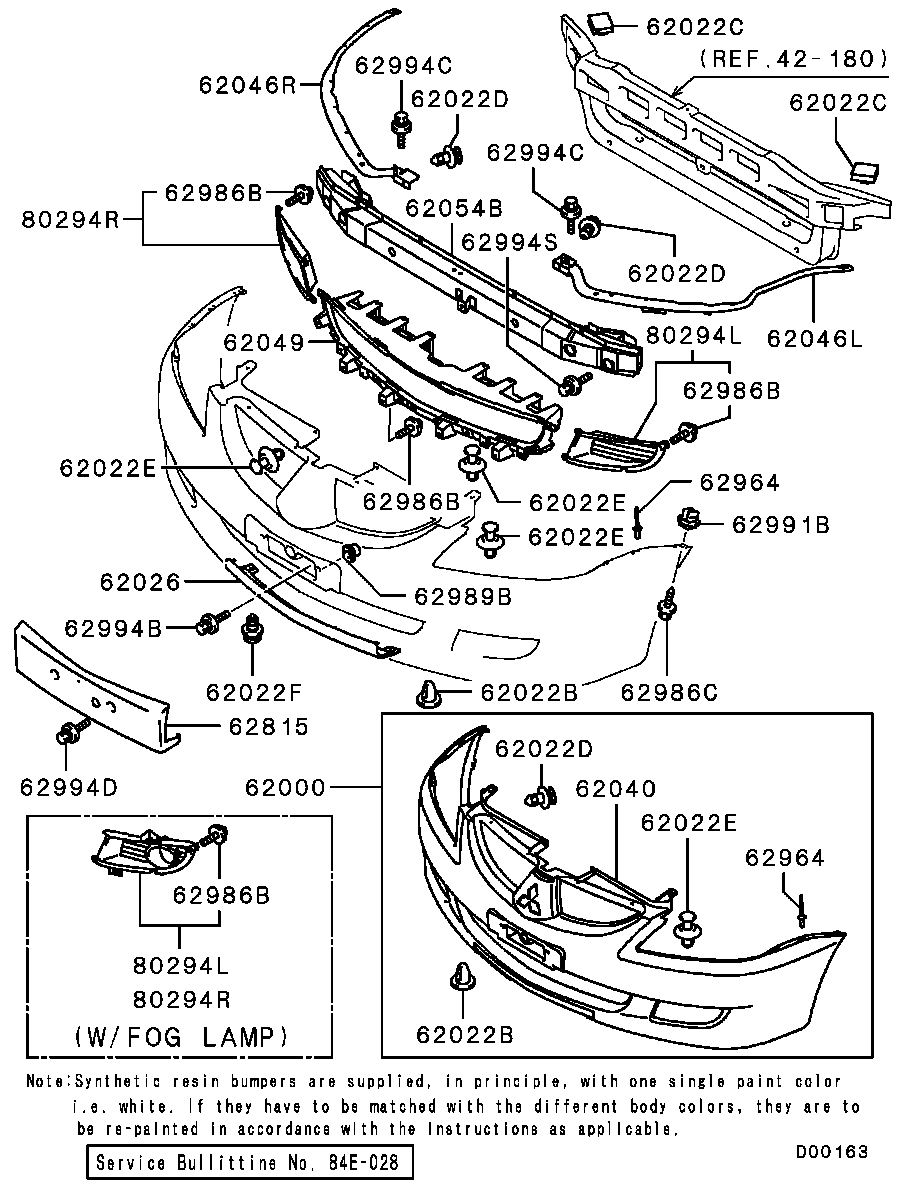 Бампер передний для Мицубиси Лансер 2000-2007