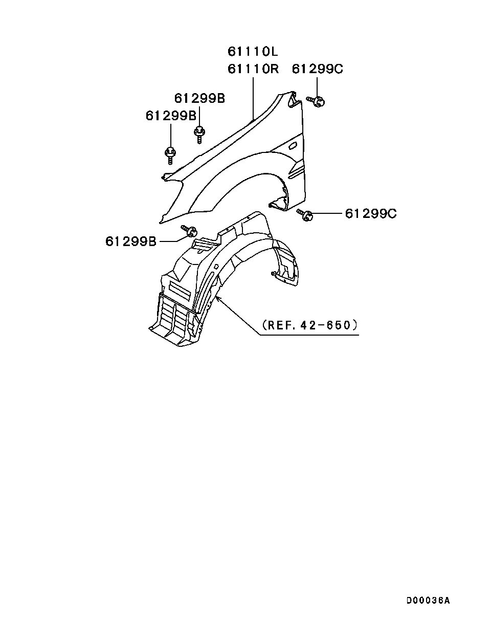 Крыло переднее правое для Мицубиси Лансер 2000-2007