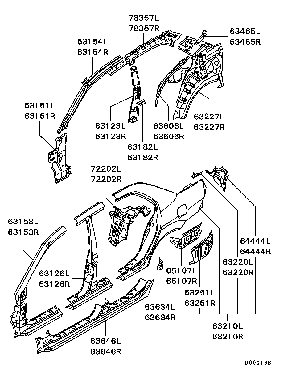 Центральная стойка кузова правая для Мицубиси Лансер 2000-2007