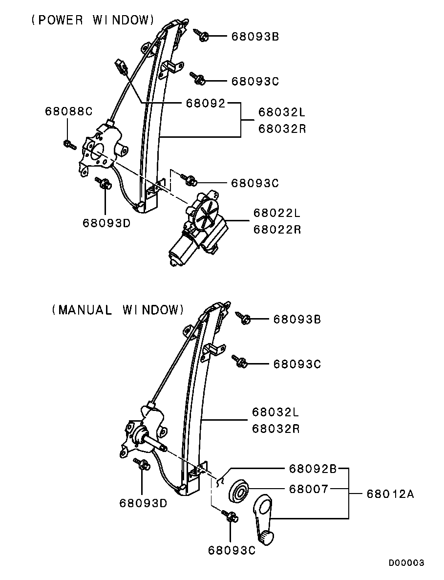 Стеклоподъемник заднего левого стекла для Мицубиси Лансер 2000-2007