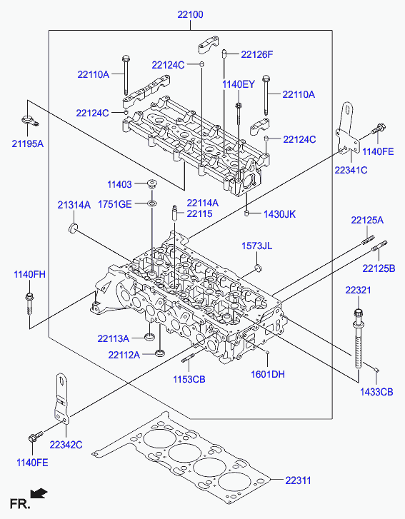 Головка блока цилиндров в сборе для Хендай Санта Фе 2010-2012