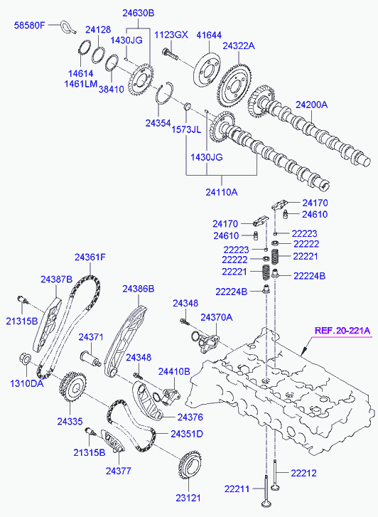 Натяжитель цепи ГРМ для Хендай Санта Фе 2010-2012