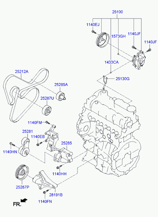 Помпа водяная для Хендай Санта Фе 2010-2012