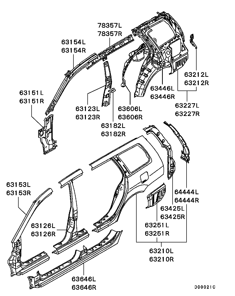 Центральная стойка кузова правая для Мицубиси Лансер 2007-2010