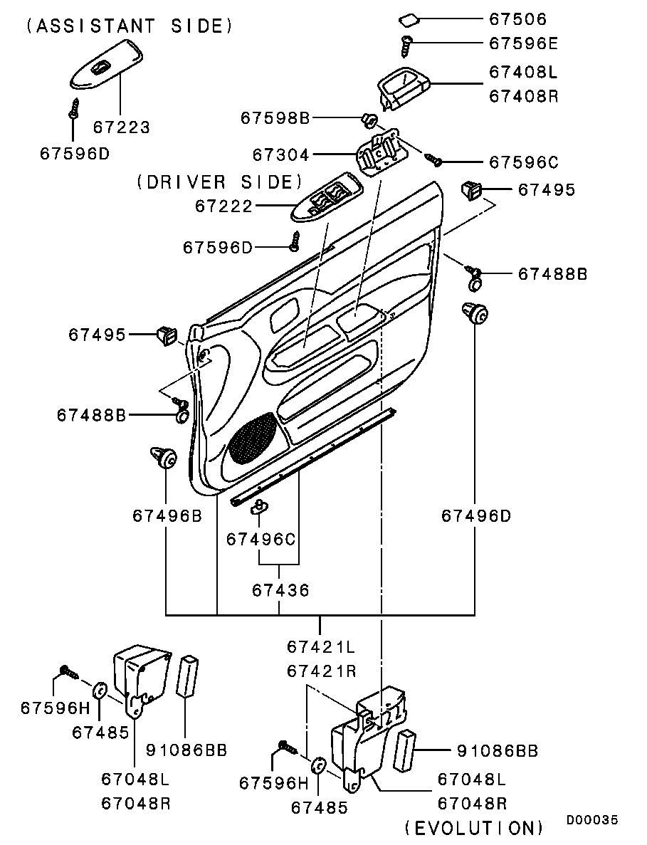 Панель отделки передней правой двери для Мицубиси Лансер 2007-2010