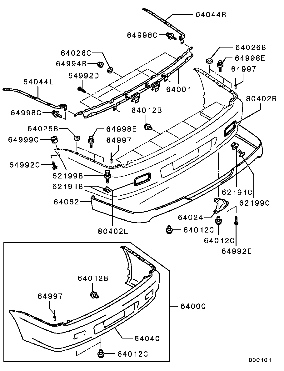 Бампер задний для Мицубиси Лансер 2007-2010