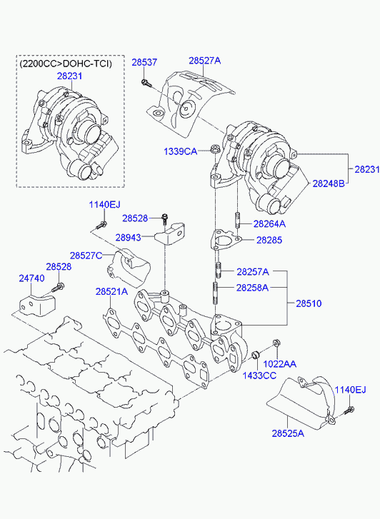 Коллектор выпускной для Хендай Санта Фе 2010-2012