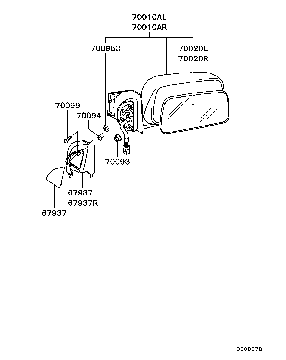 Зеркало боковое правое для Мицубиси Лансер 2007-2010