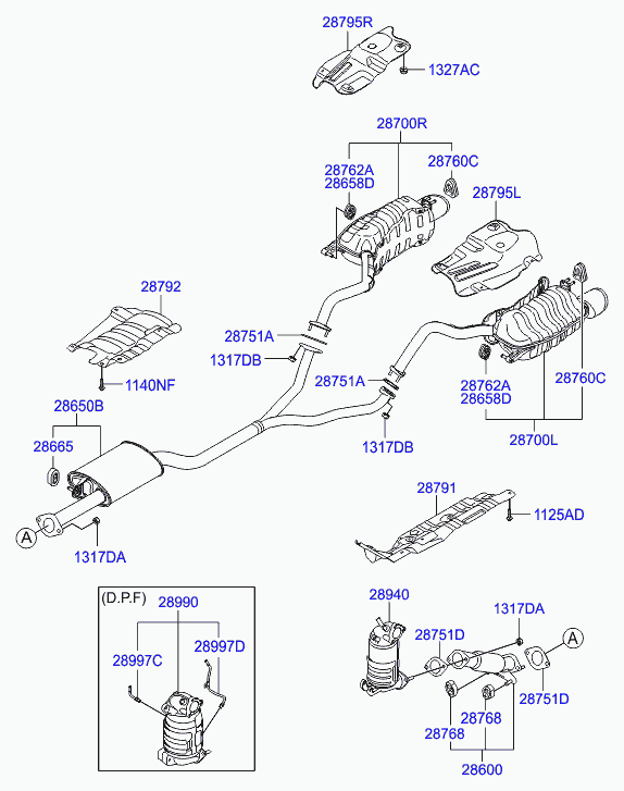 Приёмная труба для Хендай Санта Фе 2010-2012