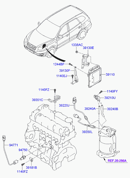 Кислородный датчик, лямбда зонд для Хендай Санта Фе 2010-2012
