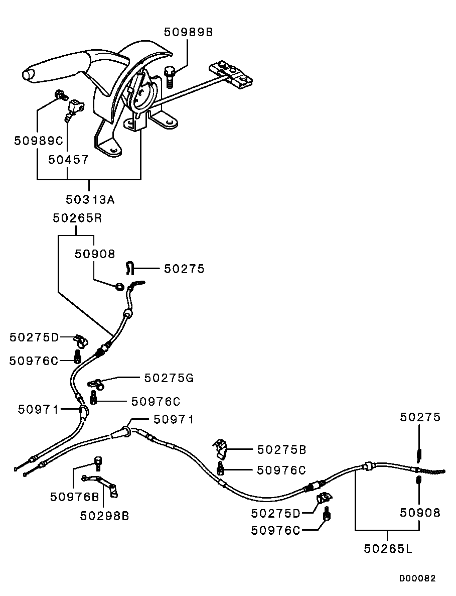 Трос левый стояночного, ручного тормоза для Мицубиси Лансер 2007-2010