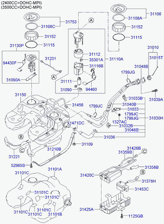 Топливный насос в сборе для Хендай Санта Фе 2010-2012