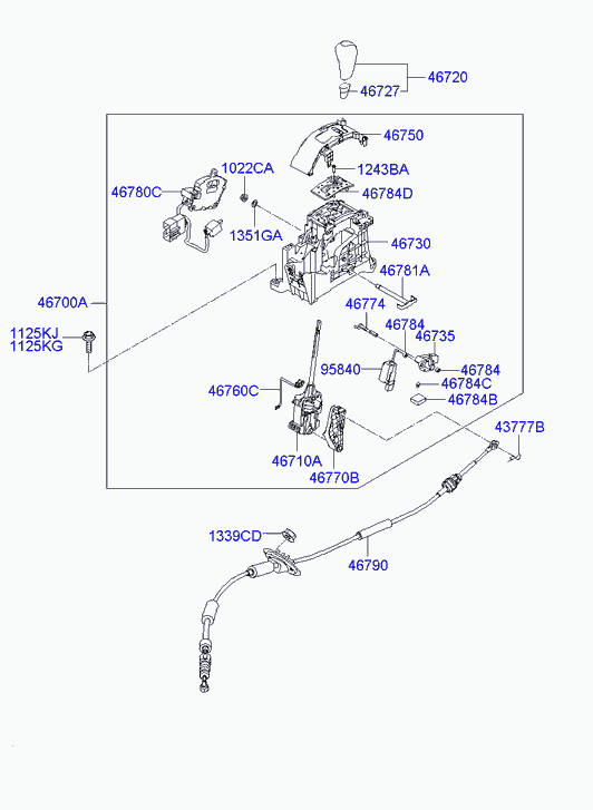 Рычаг переключения скоростей для Хендай Санта Фе 2010-2012