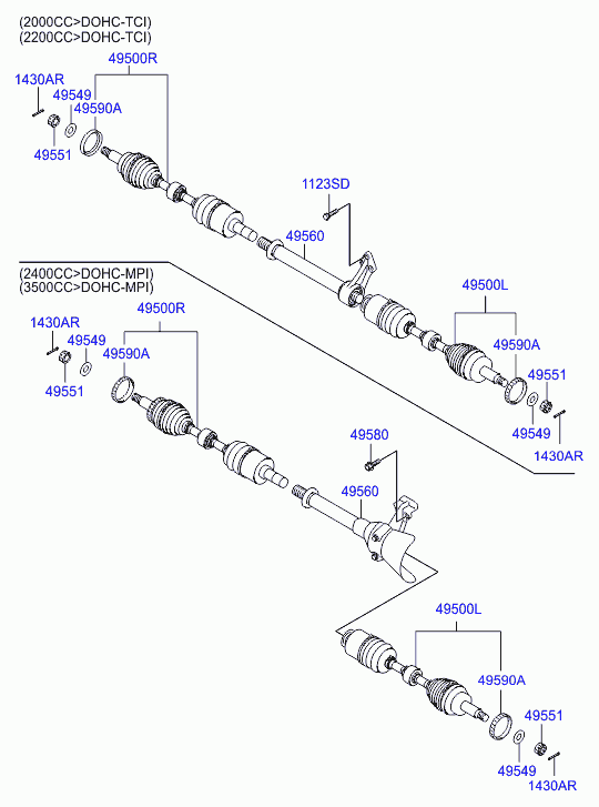 Приводной вал правый для Хендай Санта Фе 2010-2012