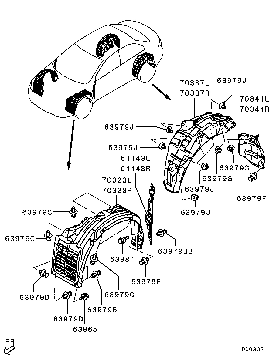 Подкрылок передний левый для Мицубиси Лансер 2011-2015