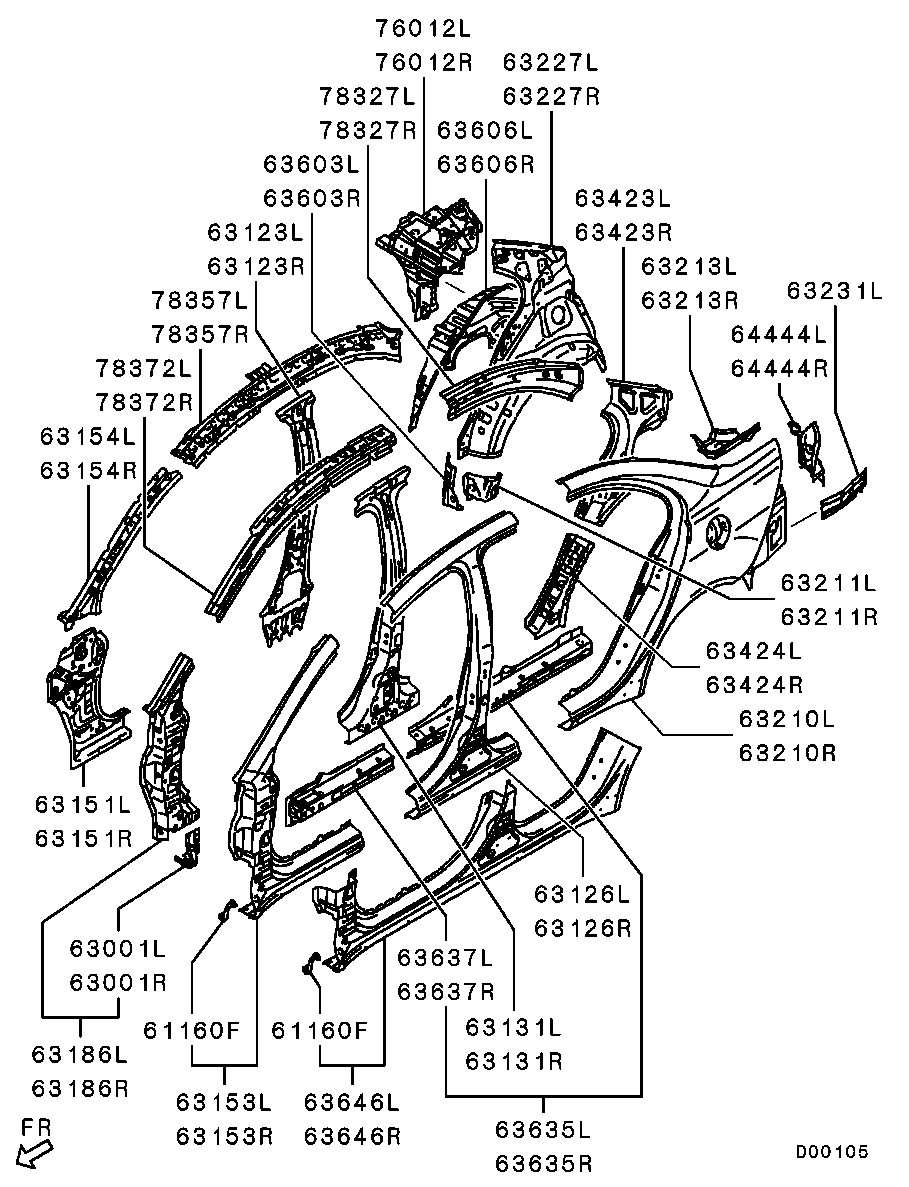 Центральная стойка кузова левая для Мицубиси Лансер 2011-2015