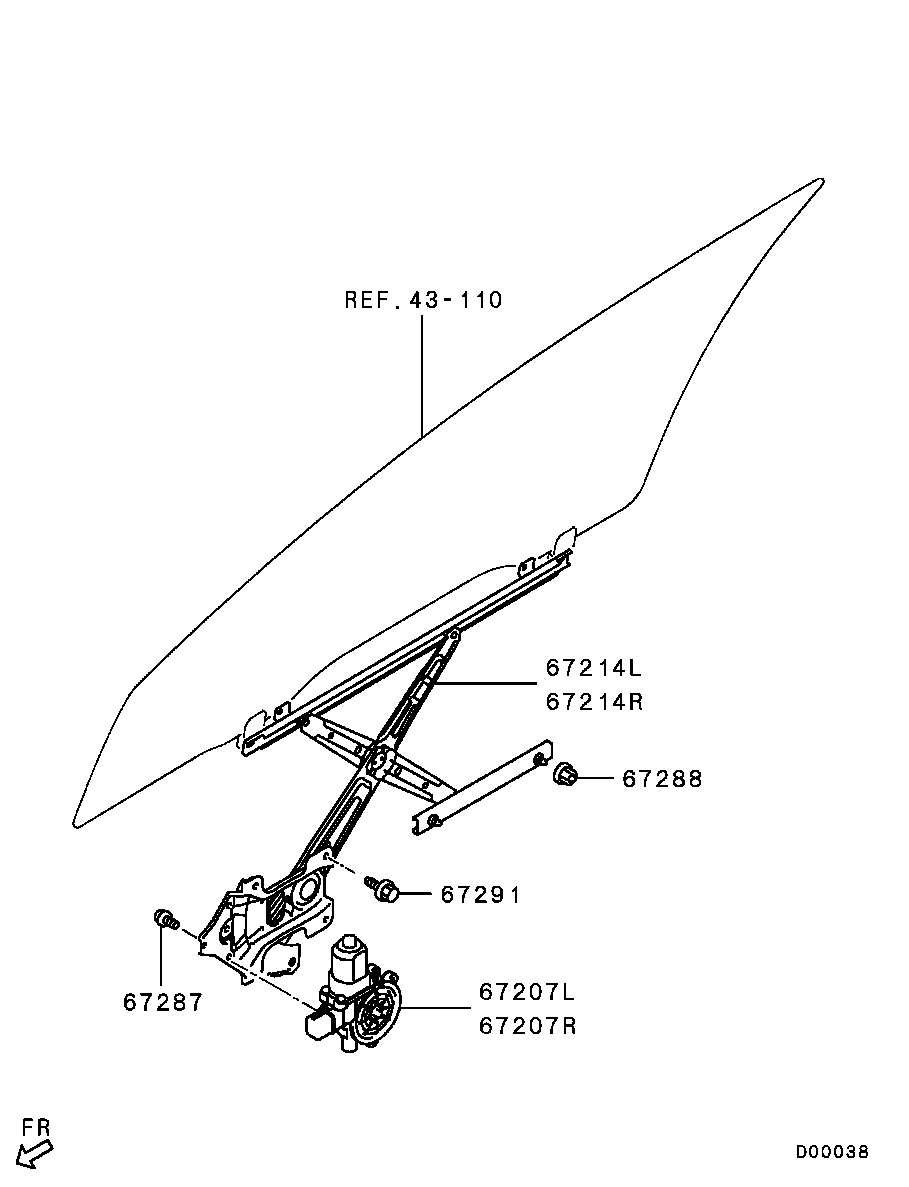 Мотор стеклоподъемника переднего правого для Мицубиси Лансер 2011-2015