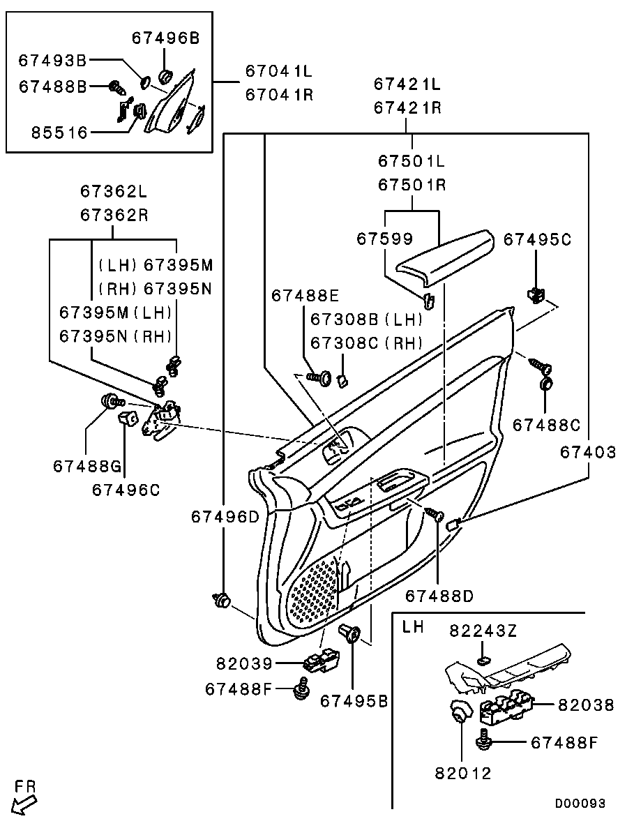 Панель отделки передней левой двери для Мицубиси Лансер 2011-2015