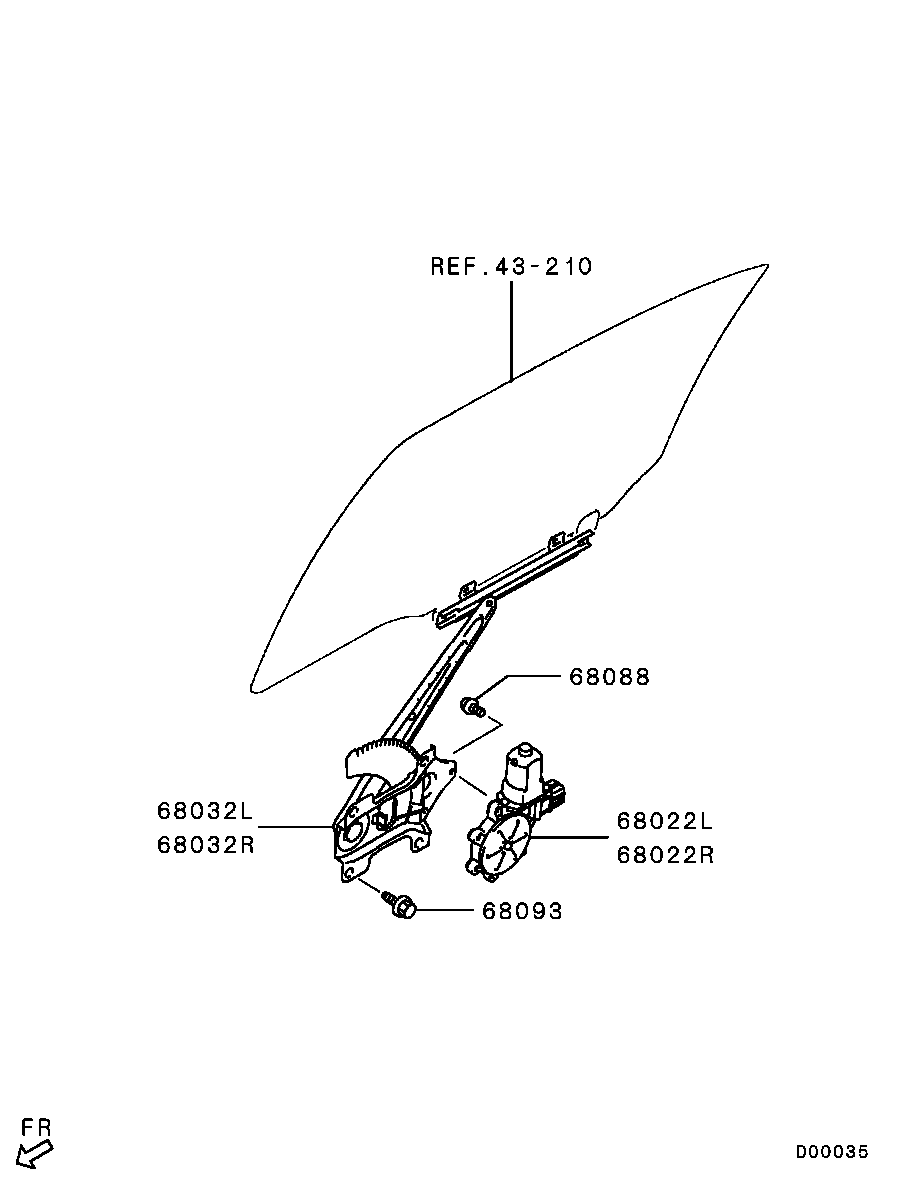 Стеклоподъемник заднего правого стекла для Мицубиси Лансер 2011-2015