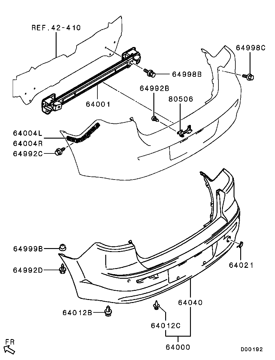 Усилитель заднего бампера для Мицубиси Лансер 2011-2015