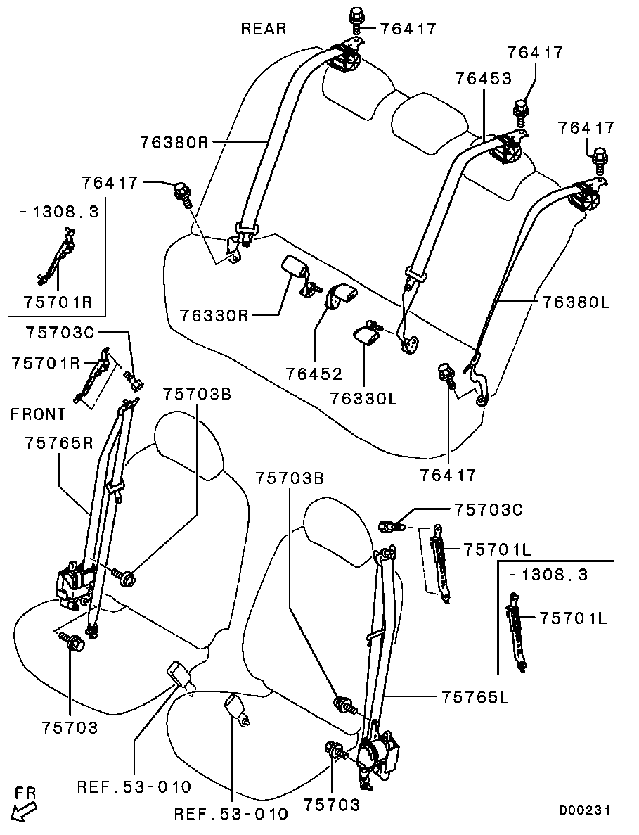 Ремень безопасности водителя для Мицубиси Лансер 2011-2015