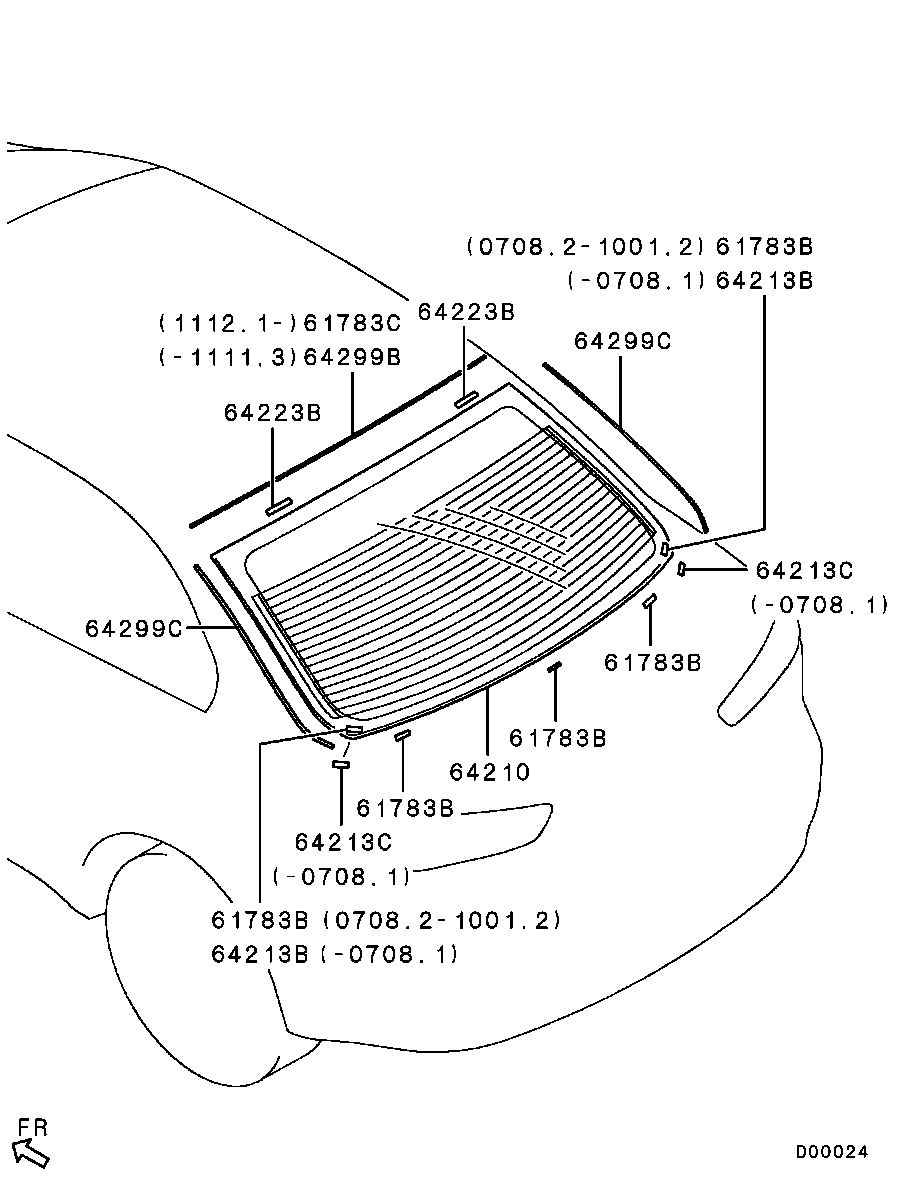 Стекло заднее для Мицубиси Лансер 2011-2015
