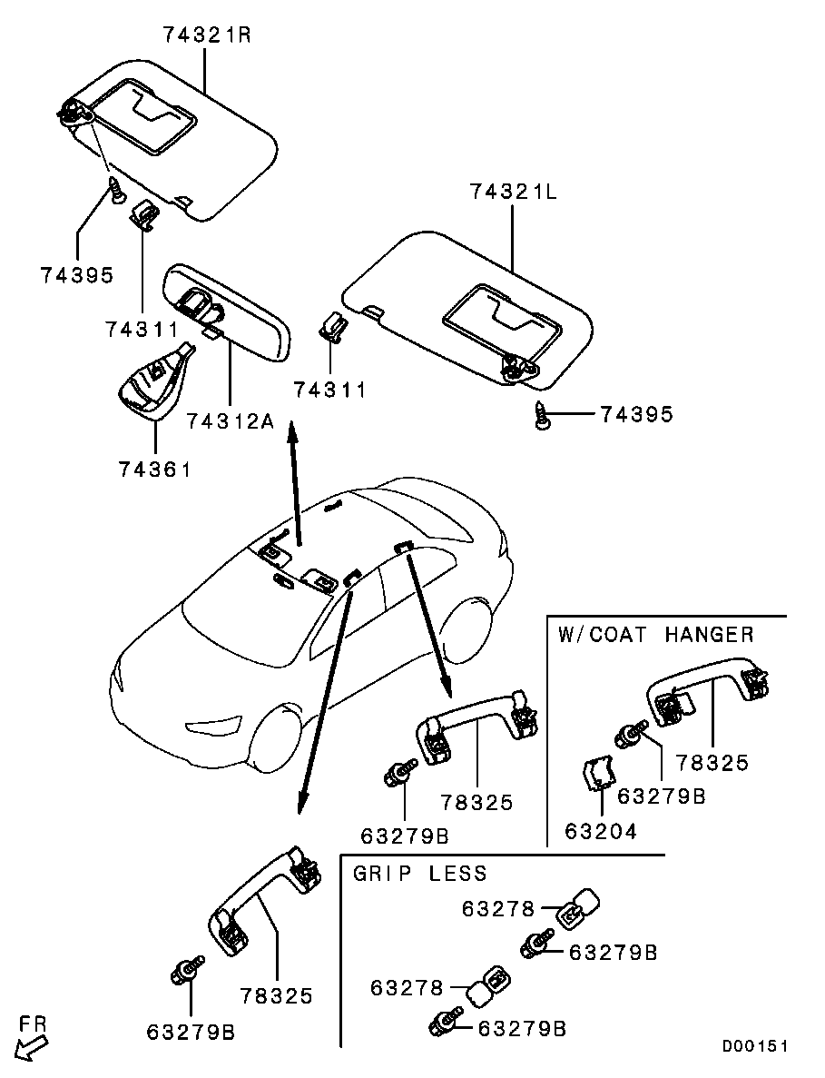 Зеркало внутрисалонное для Мицубиси Лансер 2011-2015