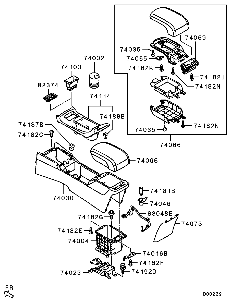 Подлокотник передних сидений для Мицубиси Лансер 2011-2015