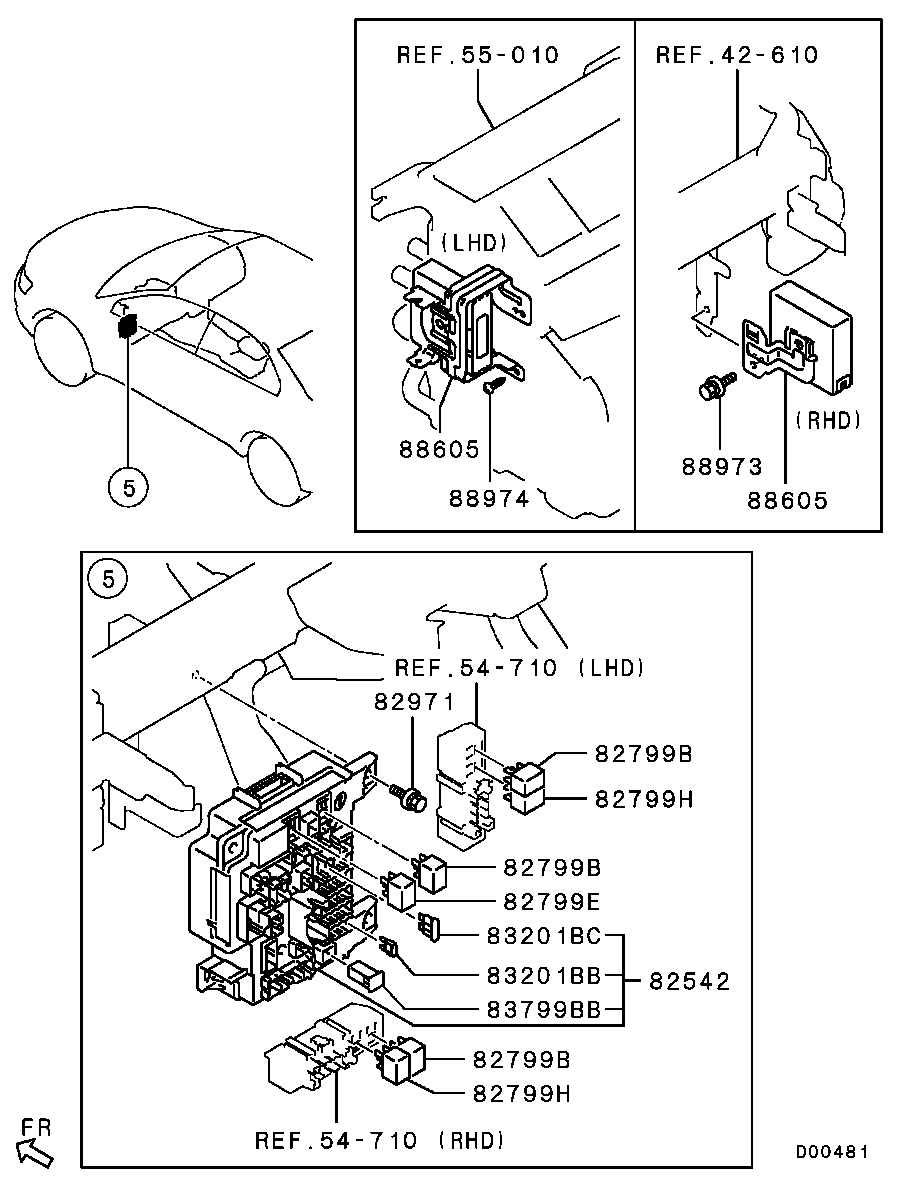 Блок предохранителей для Мицубиси Лансер 2011-2015
