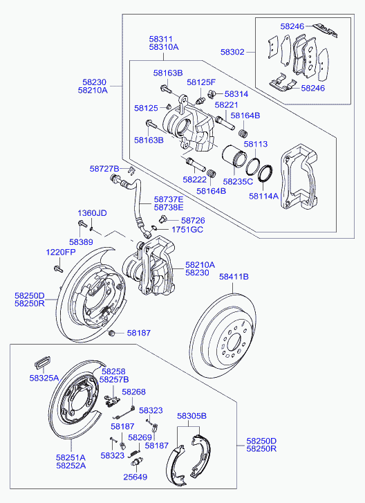 Суппорт тормозной задний левый для Хендай Санта Фе 2010-2012