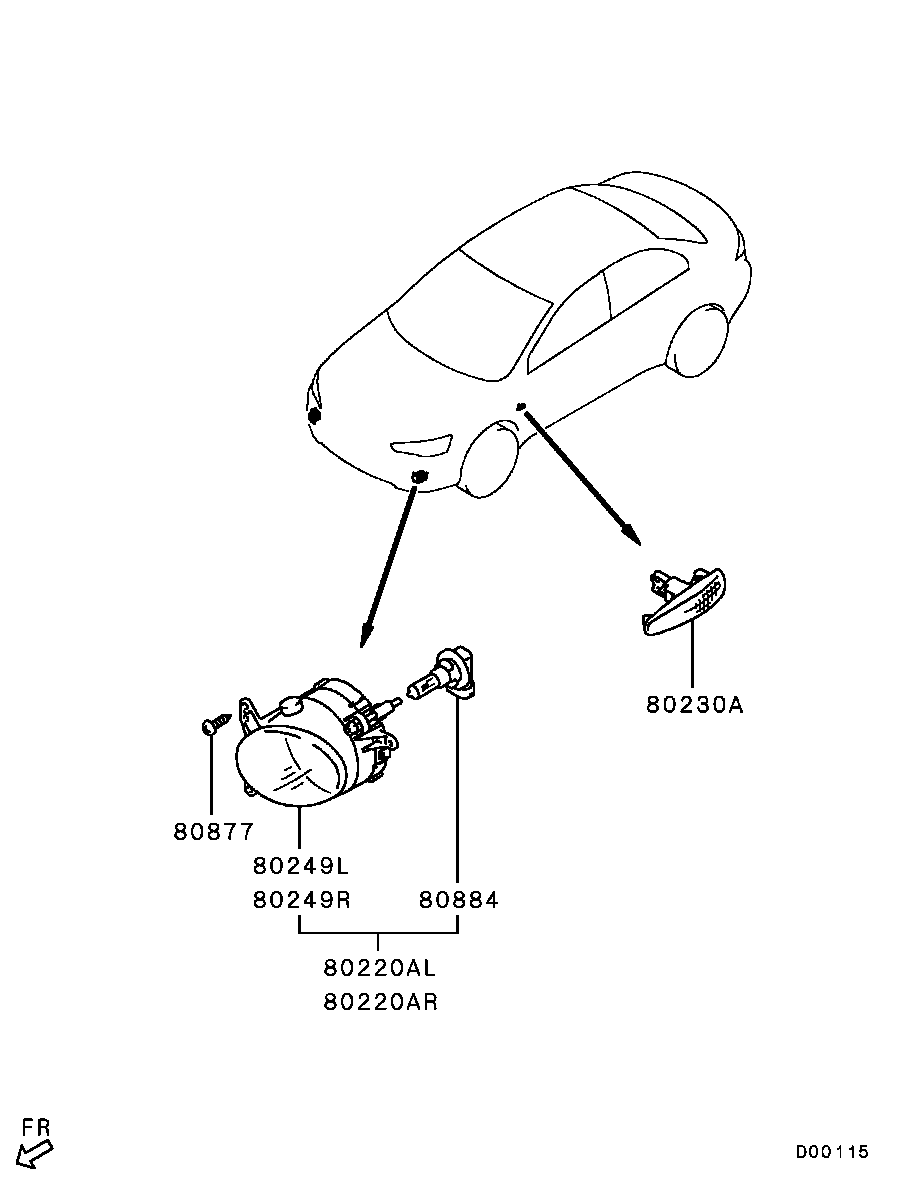 Фара противотуманная левая в сборе для Мицубиси Лансер 2011-2015