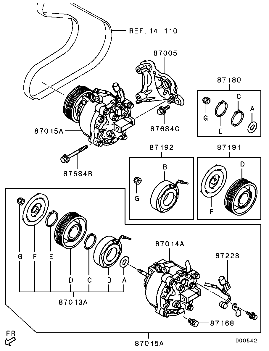 Компрессор кондиционера для Мицубиси Лансер 2011-2015